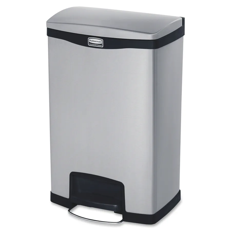 Foot Pedal Operated Wastebaskets - RUBBERMAID COMMERCIAL SLIM JIM FRONT STEP CAN