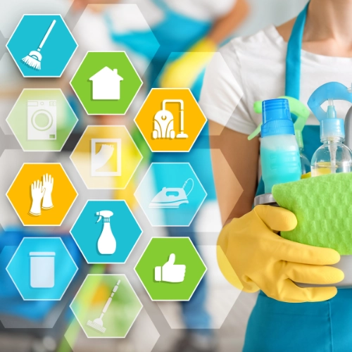 Illustration of labor saving cleaning products